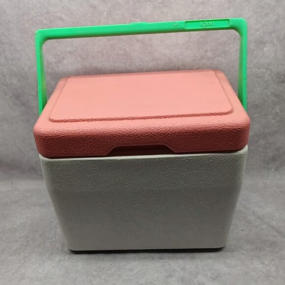 Vintage Retro Igloo 6 Personal Sized Cooler White, Pink and Neon Green - Picture 2 of 6